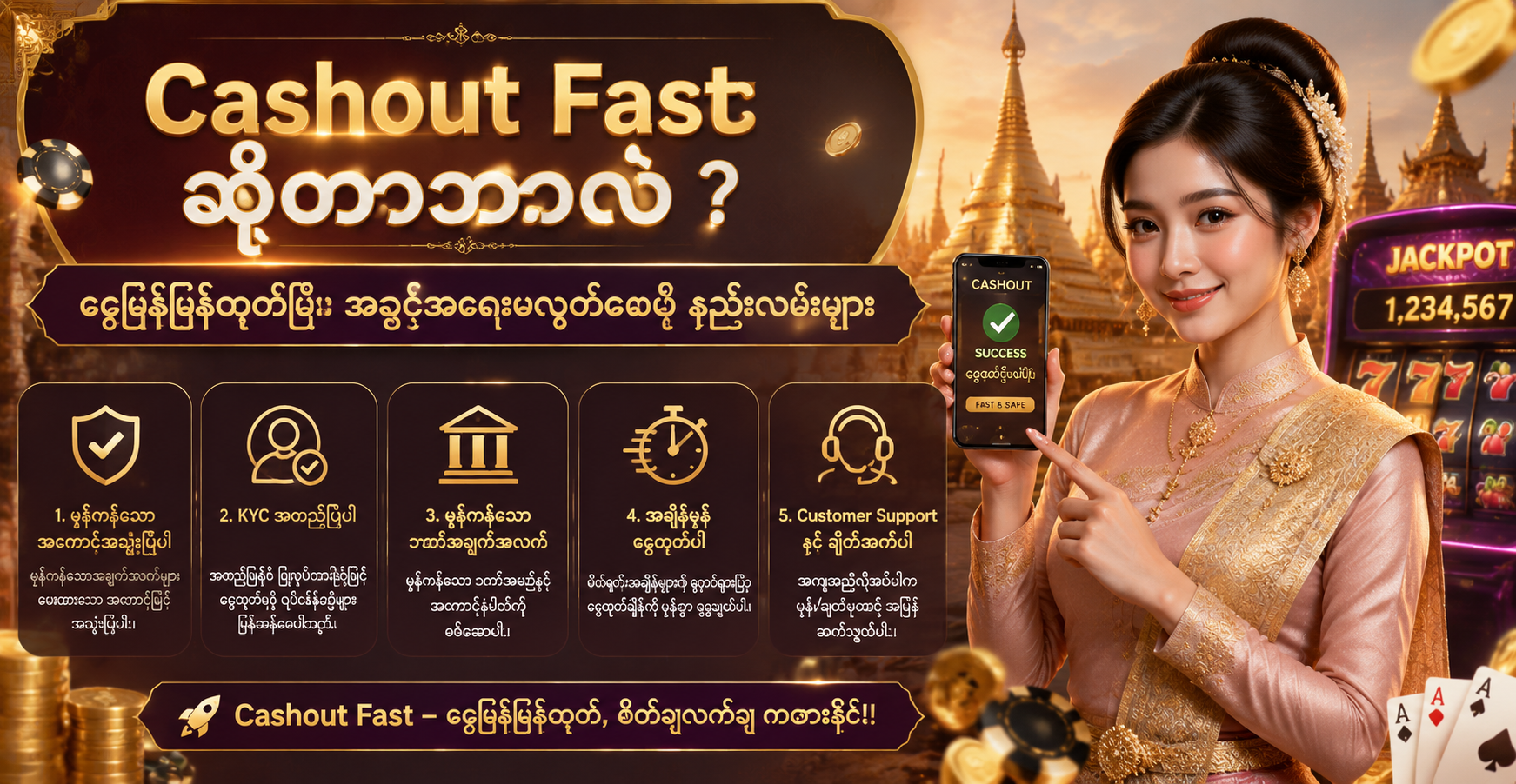 Cashout Fast ဆိုတာဘာလဲ။ ငွေမြန်မြန်ထုတ်ပြီး အခွင့်အရေးမလွတ်စေဖို့ နည်းလမ်းများ